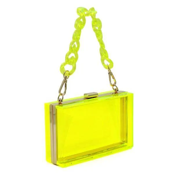 Acrylic Chain Handle See Thru Crossbody Clutch Purse