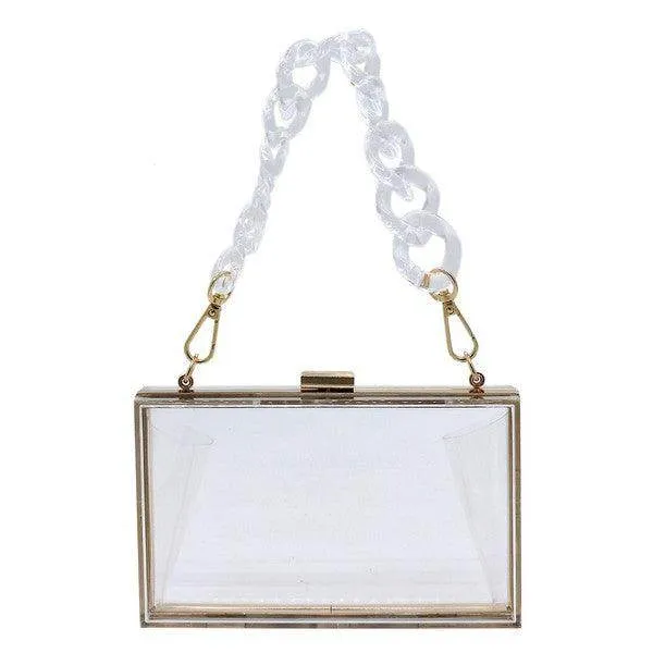 Acrylic Chain Handle See Thru Crossbody Clutch Purse