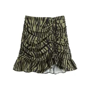 Animal Pleated Ruffle Skirt