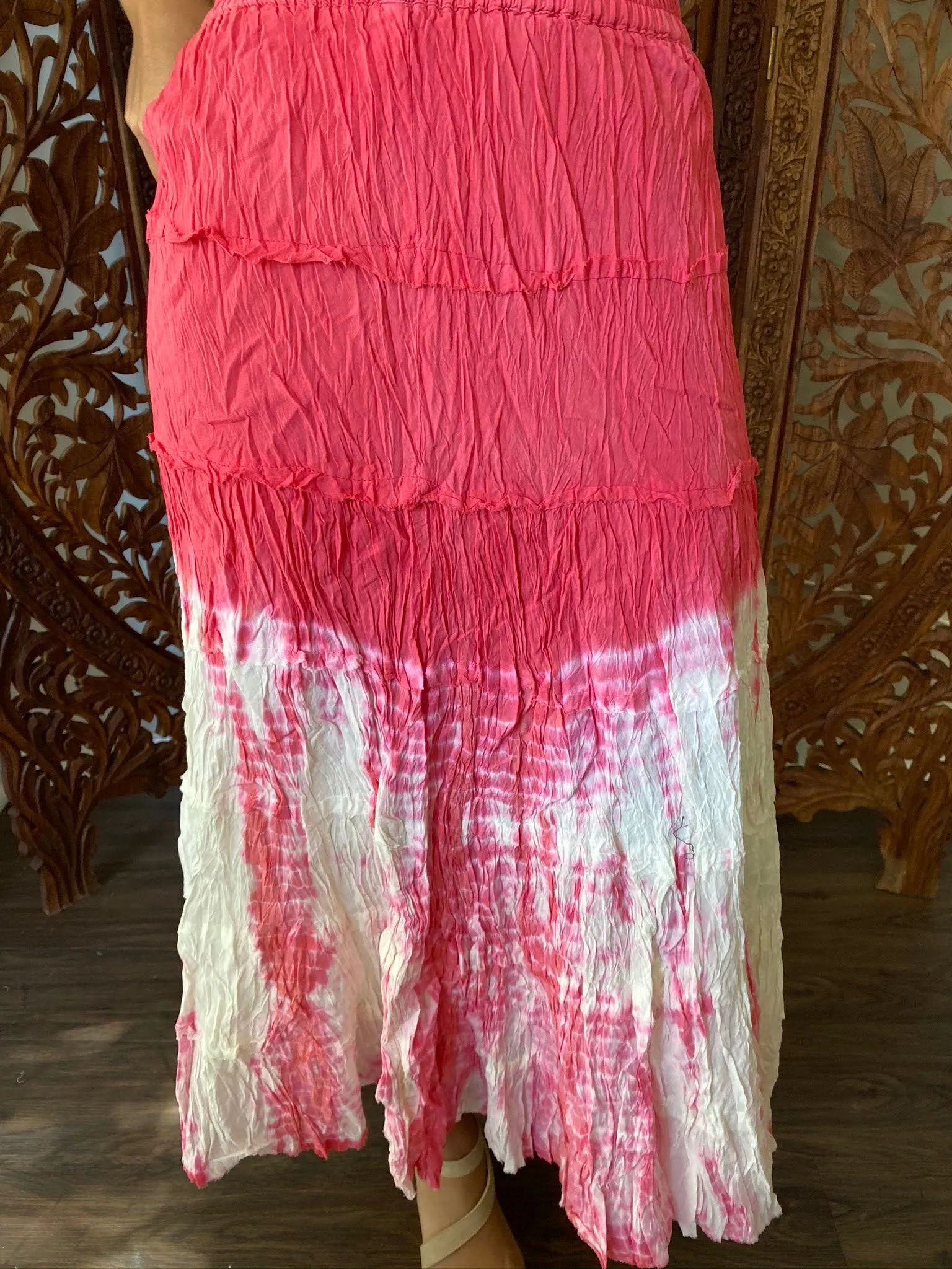Beach Skirt Pink Tiedye Hippie Gypsy Summer Skirt S/M