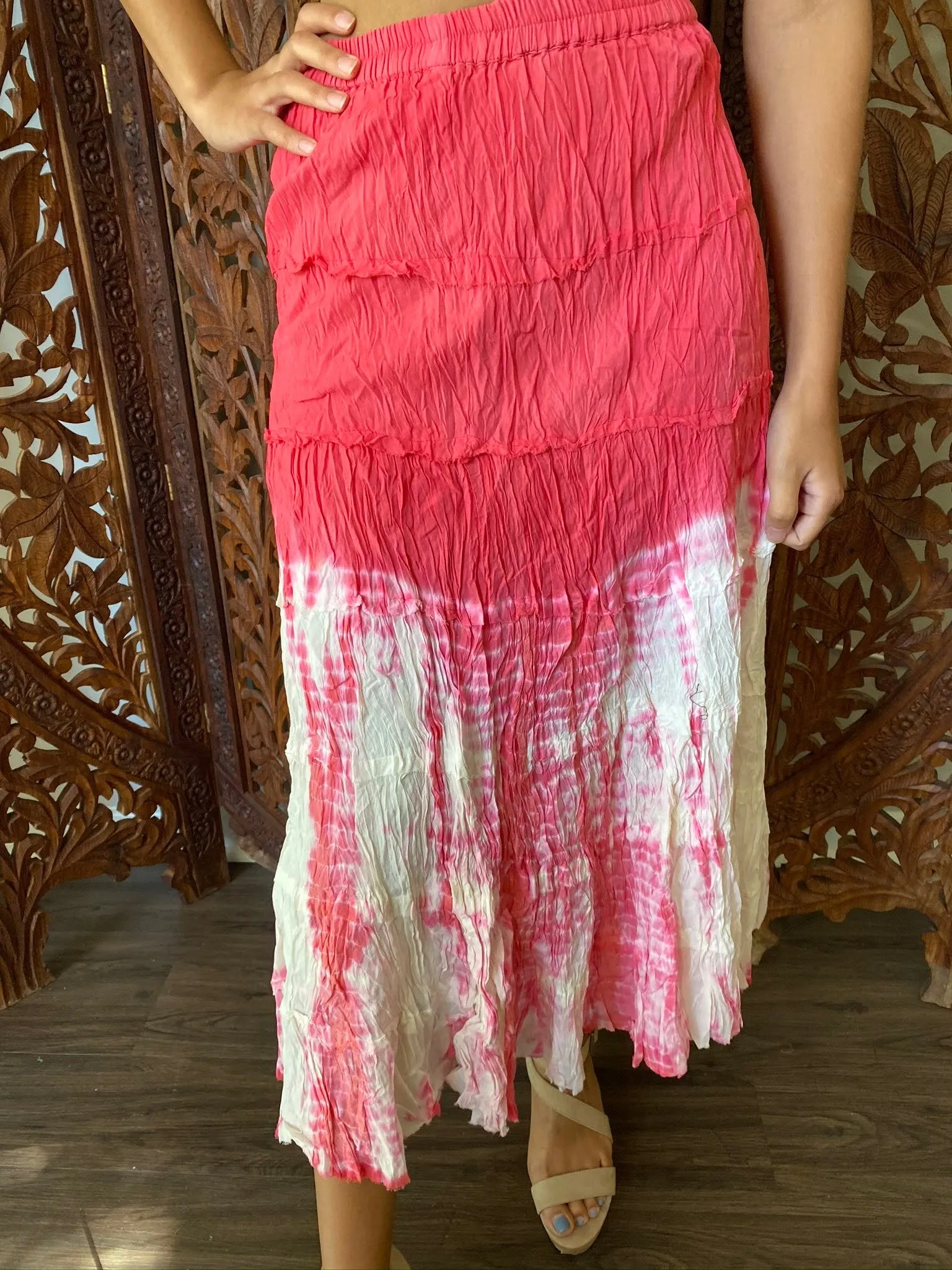 Beach Skirt Pink Tiedye Hippie Gypsy Summer Skirt S/M