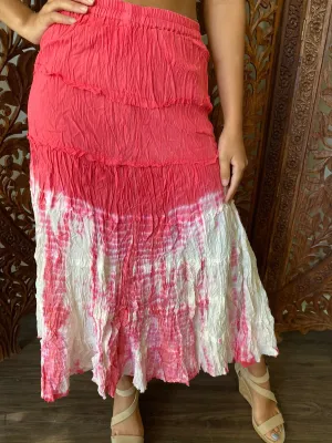 Beach Skirt Pink Tiedye Hippie Gypsy Summer Skirt S/M