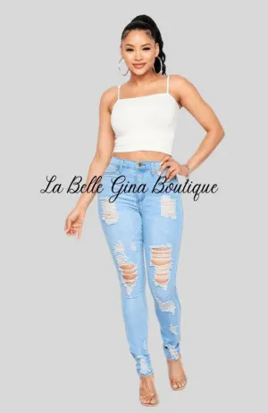 BENITA distressed skinny jeans.