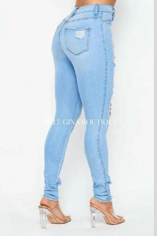 BENITA distressed skinny jeans.