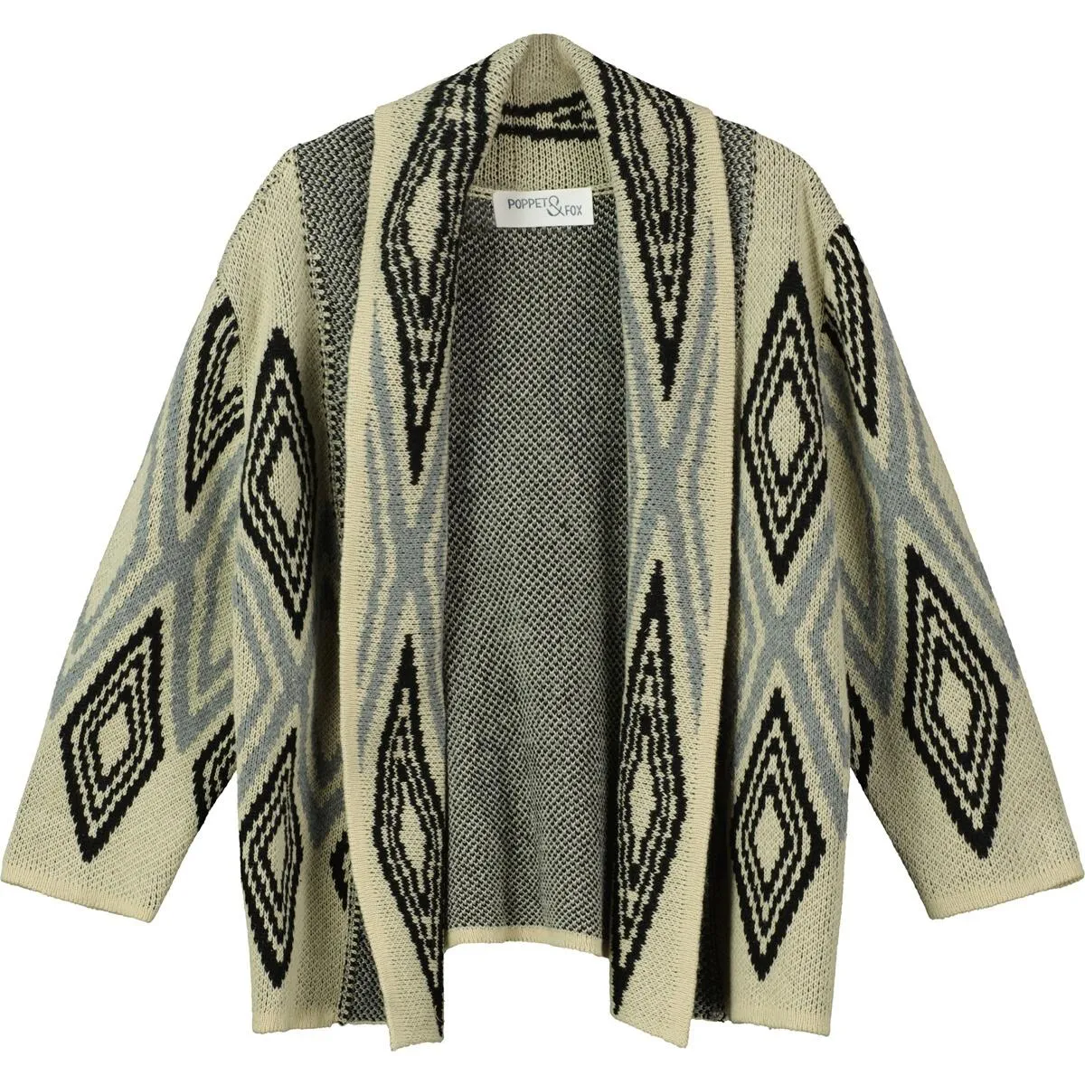 Black & Grey Chunky Knit Cardigan