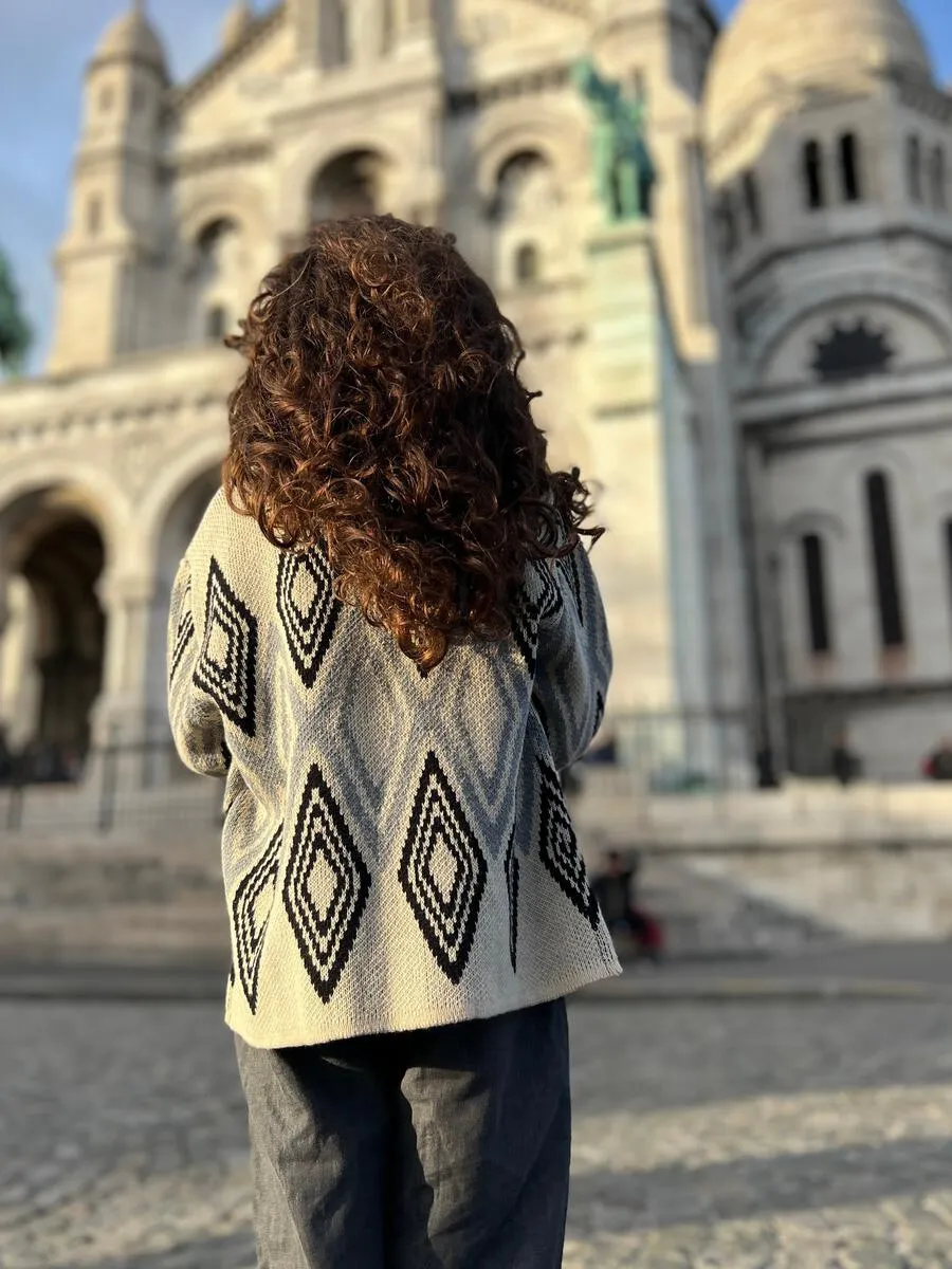 Black & Grey Chunky Knit Cardigan