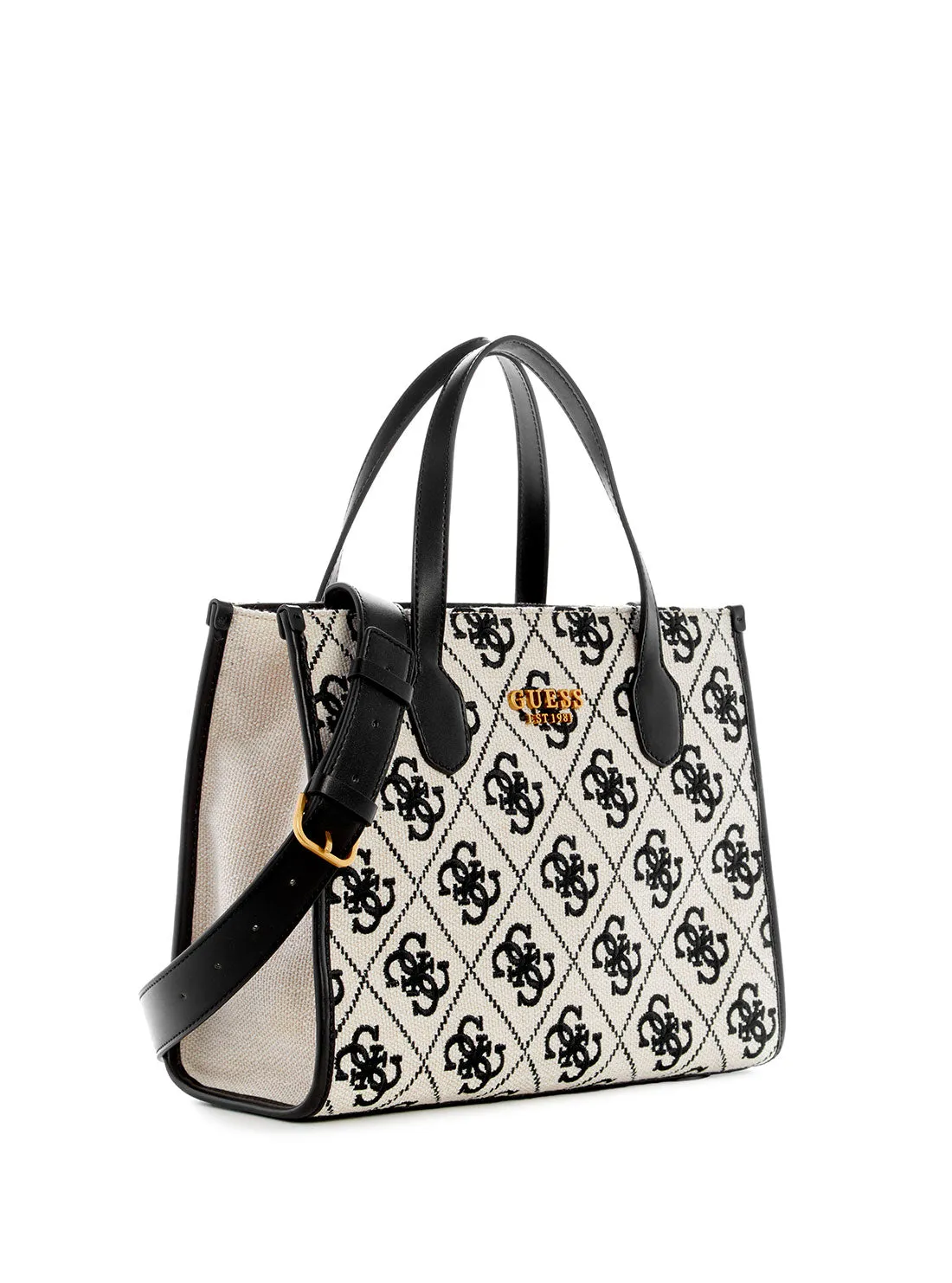Black Logo Silvana Canvas Tote Bag