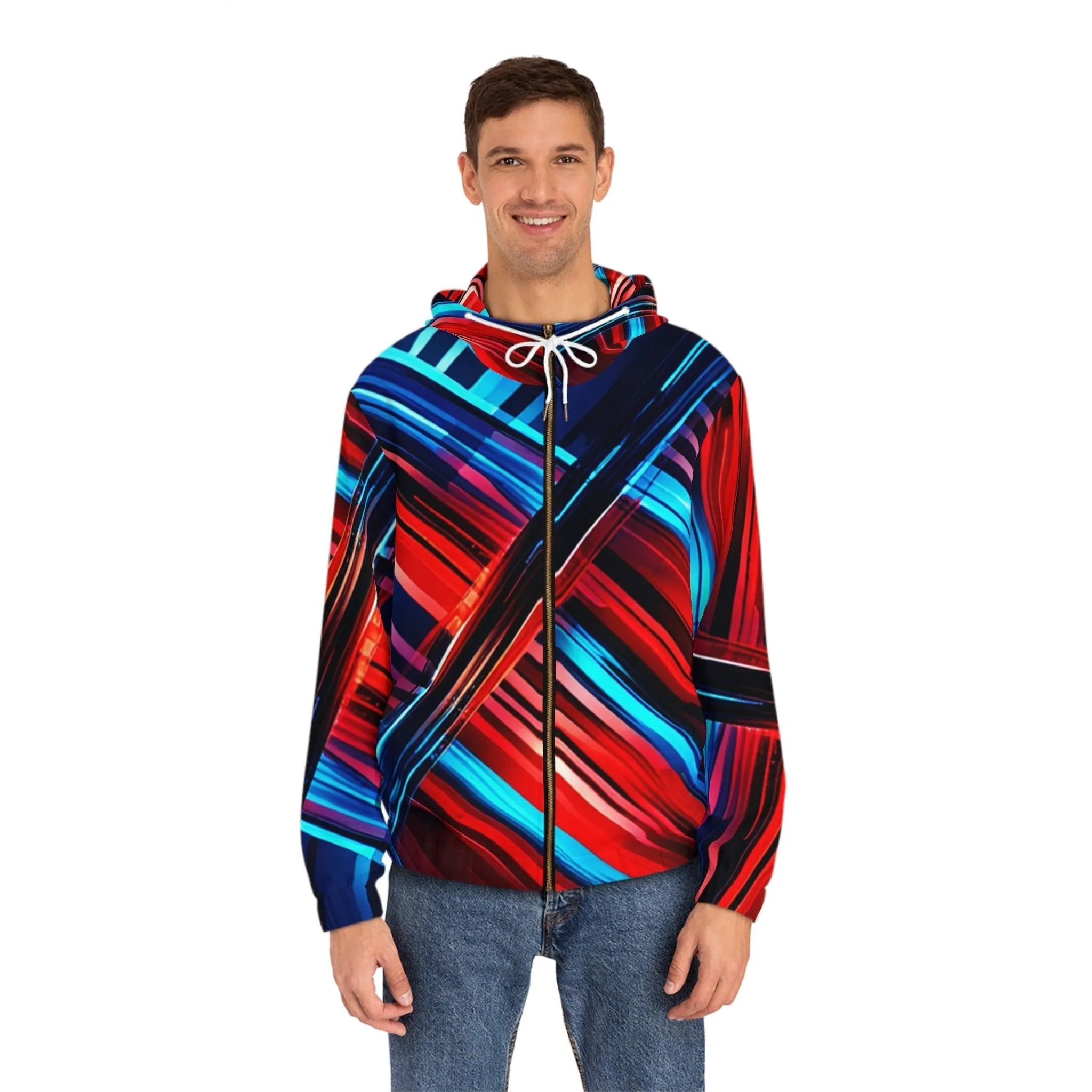 BlurRed Men's Full-Zip Hoodie