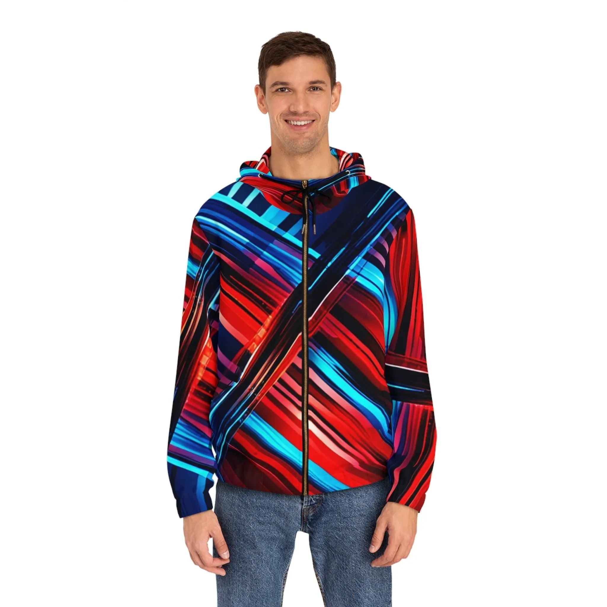 BlurRed Men's Full-Zip Hoodie