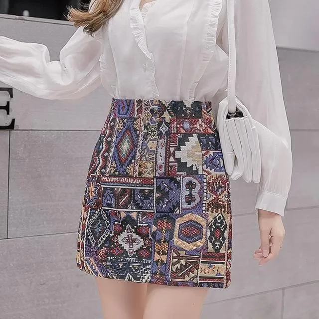 Bohemian Embroidery Mini Skirts