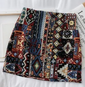 Bohemian Embroidery Mini Skirts