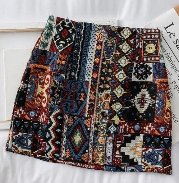 Bohemian Embroidery Mini Skirts