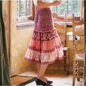 BOHEMIAN FLORAL ELASTIC SKIRT