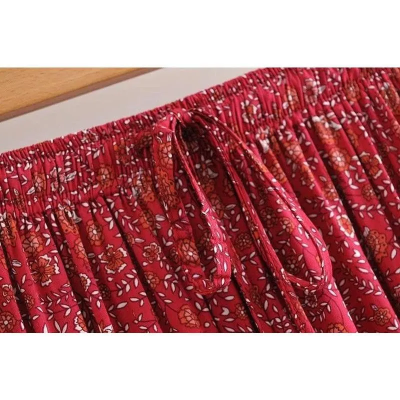 BOHEMIAN FLORAL ELASTIC SKIRT