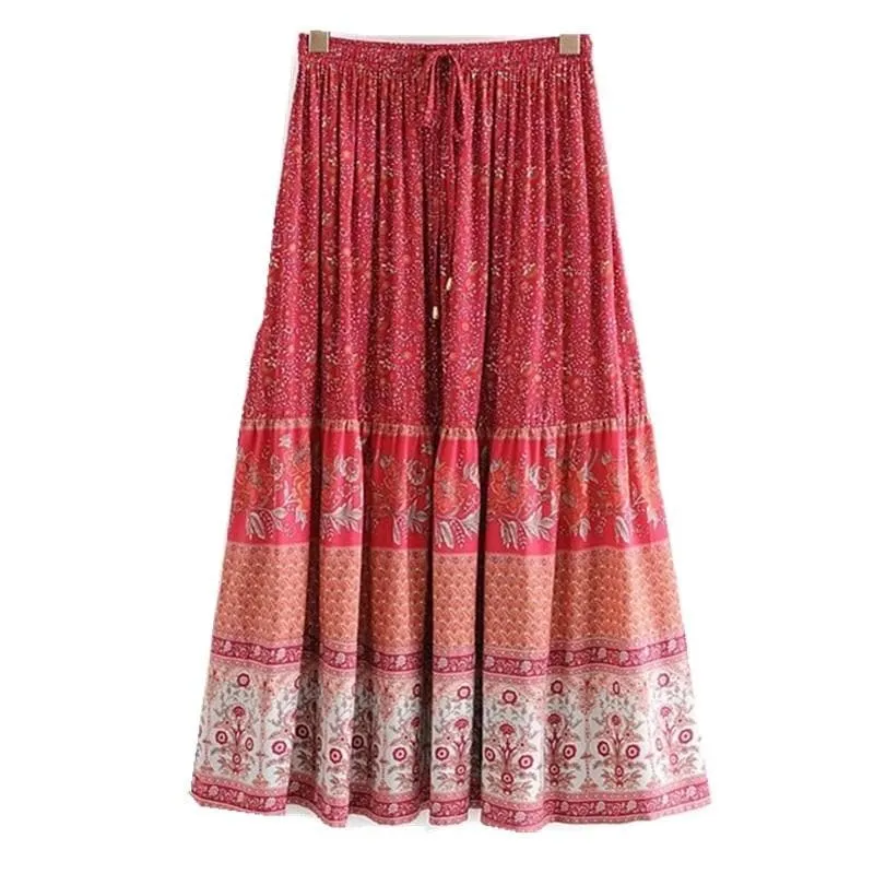 BOHEMIAN FLORAL ELASTIC SKIRT