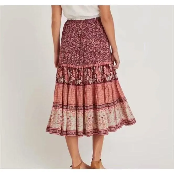 BOHEMIAN FLORAL ELASTIC SKIRT