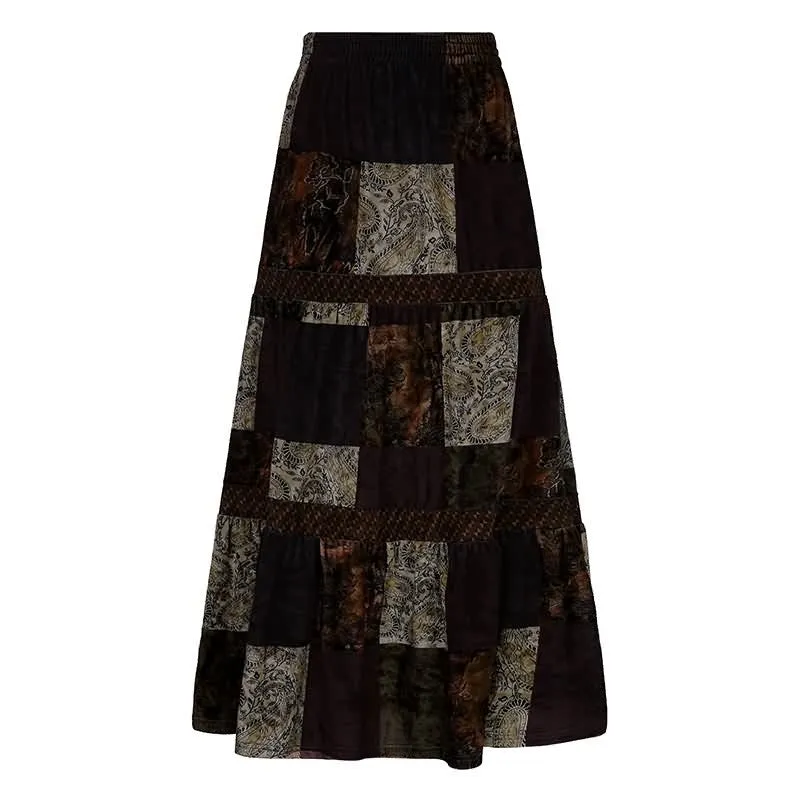 Boho Patchwork High Waist Maxi Skirt