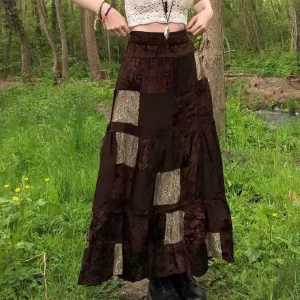 Boho Patchwork High Waist Maxi Skirt