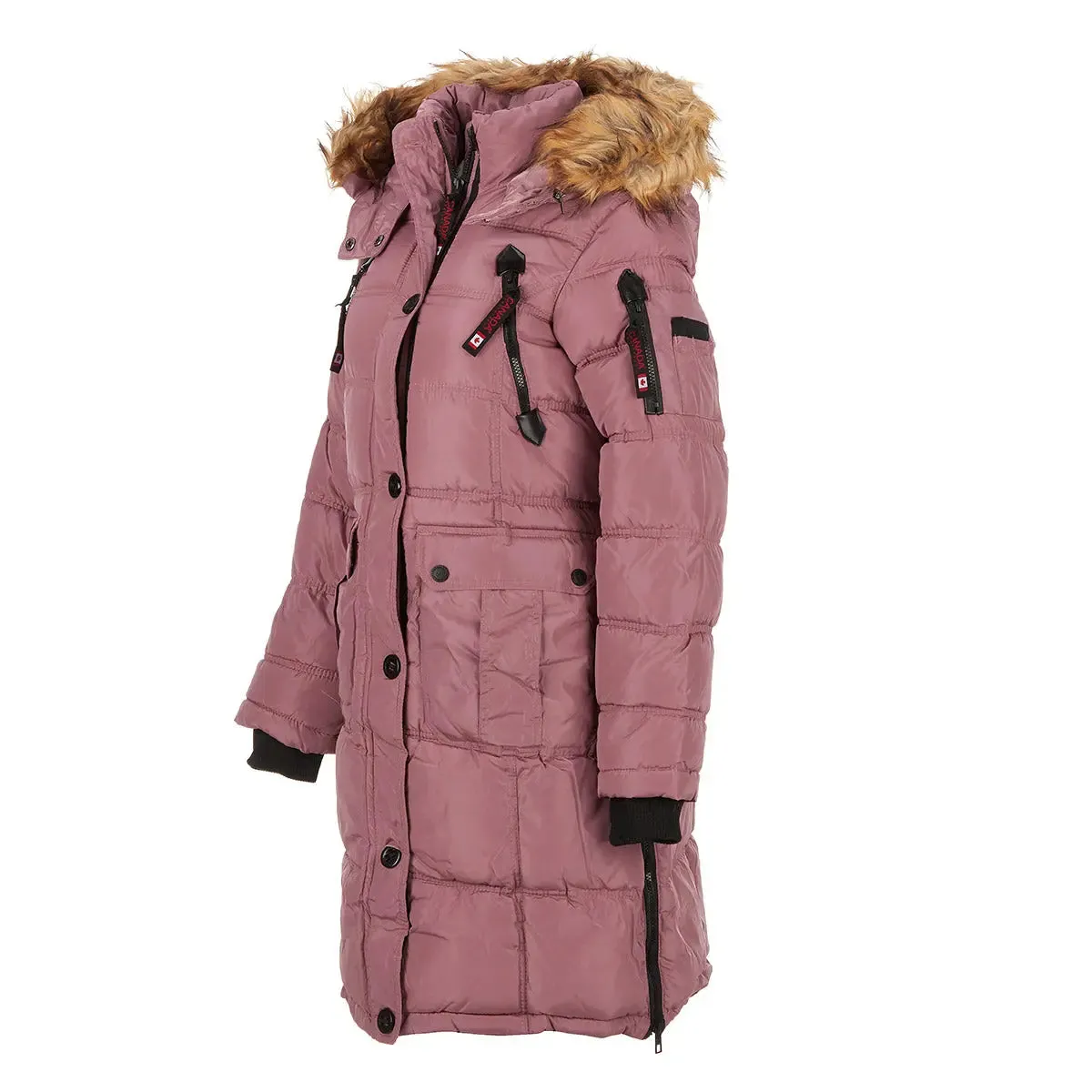 Canada Weather Gear Women's Long Puffer with Faux Fur and Sherpa Lined Hood