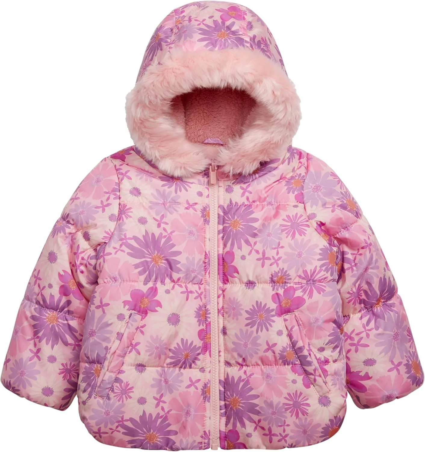 Carter's Baby Girls' 2-Piece Snowsuit Cozy Hooded Puffer Jacket and Ski Bib Set