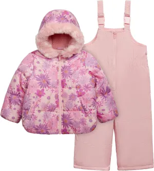 Carter's Baby Girls' 2-Piece Snowsuit Cozy Hooded Puffer Jacket and Ski Bib Set