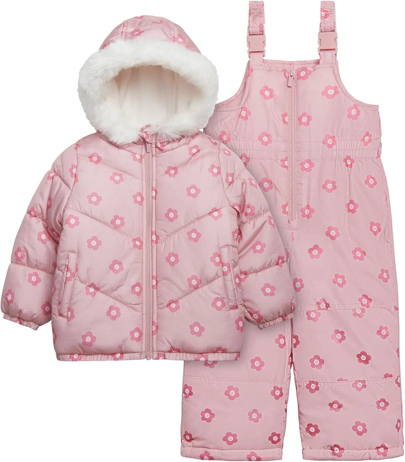 Carter's Girls' 2-Piece Snowsuit Cozy Hooded Puffer Jacket and Ski Bib Set