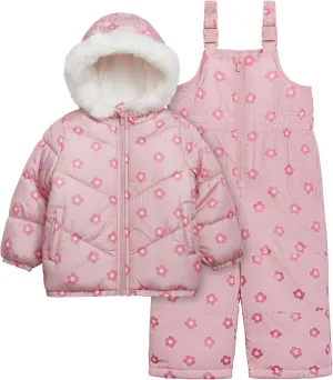 Carter's Girls' 2-Piece Snowsuit Cozy Hooded Puffer Jacket and Ski Bib Set