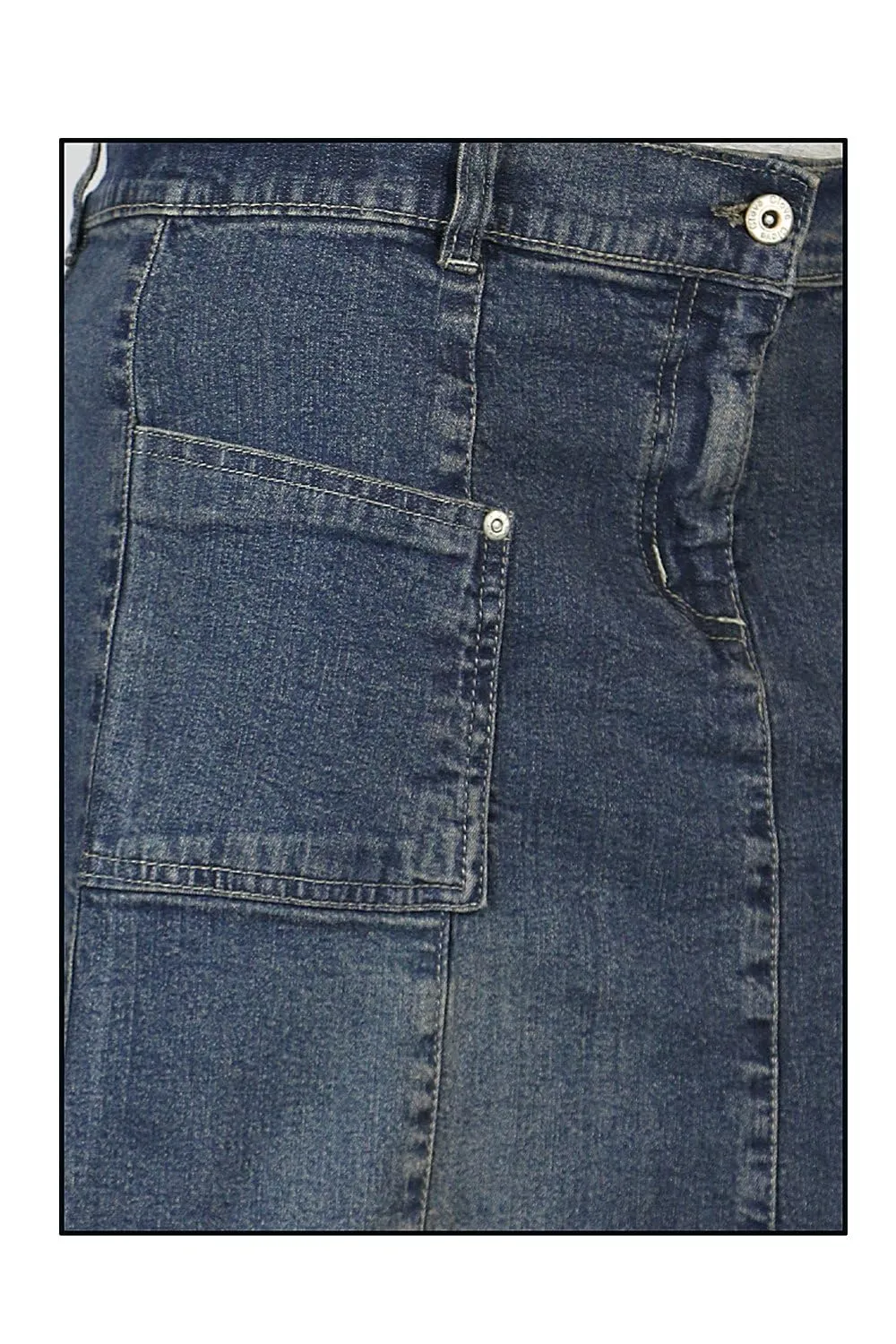 Clove Jeans Ankle Length Frayed Hem A-Line Blue Denim Maxi Skirt Plus Size 12-24