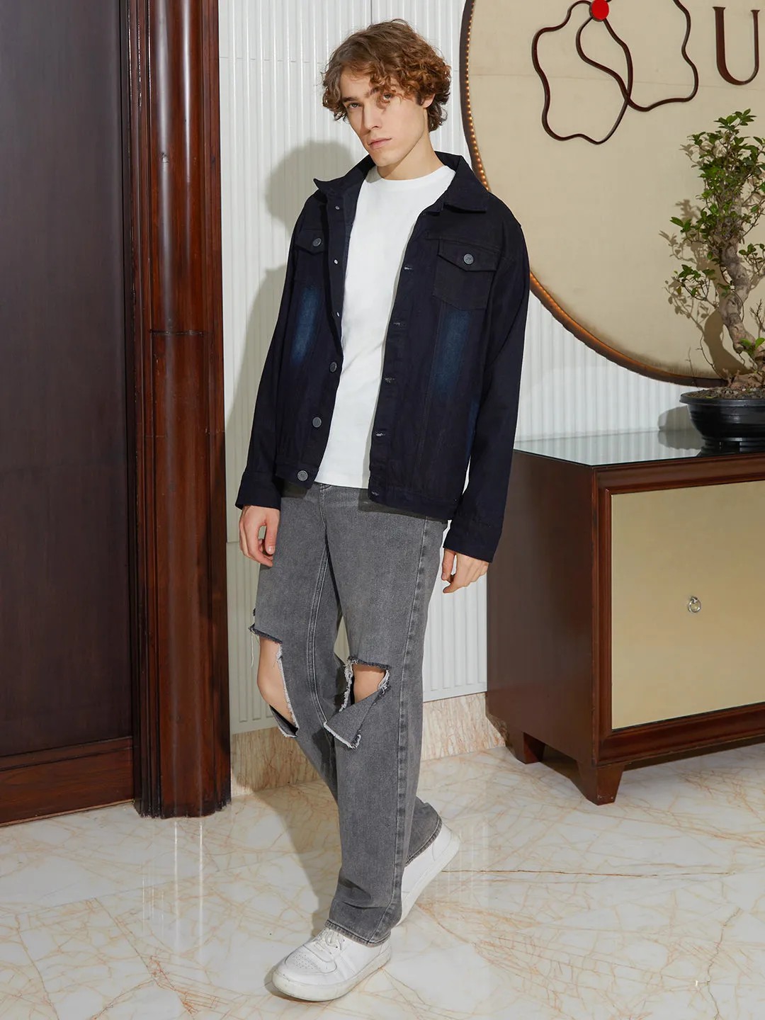 Dark-Wash Relaxed Denim Jacket