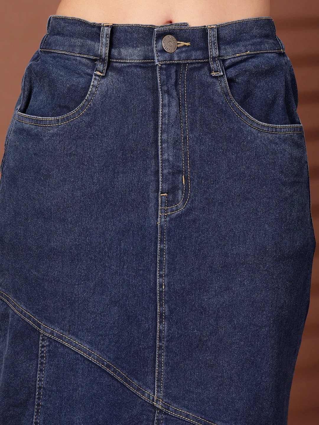 Denim Mermaid Flared Maxi Skirts