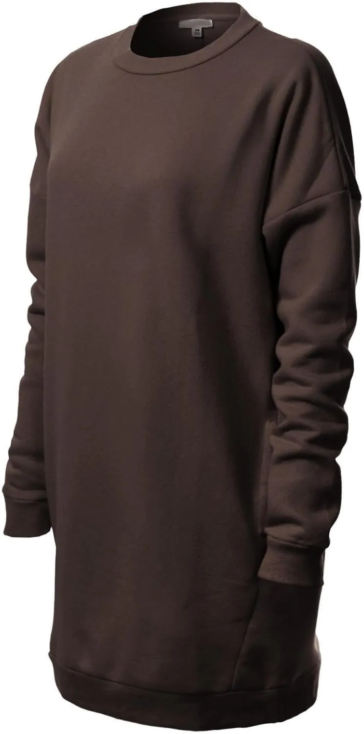 Design by Olivia Women's Casual Oversized Loose Fit Crewneck Long Sleeve Fleece Pullover Sweatshirts Tunic S~3X