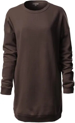 Design by Olivia Women's Casual Oversized Loose Fit Crewneck Long Sleeve Fleece Pullover Sweatshirts Tunic S~3X