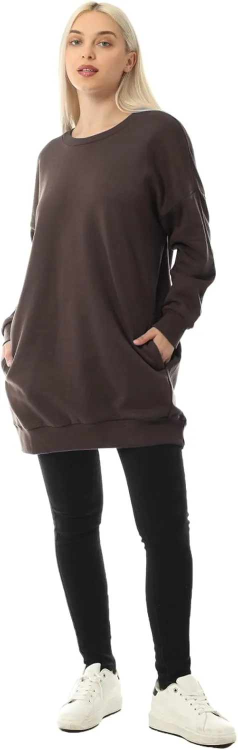 Design by Olivia Women's Casual Oversized Loose Fit Crewneck Long Sleeve Fleece Pullover Sweatshirts Tunic S~3X