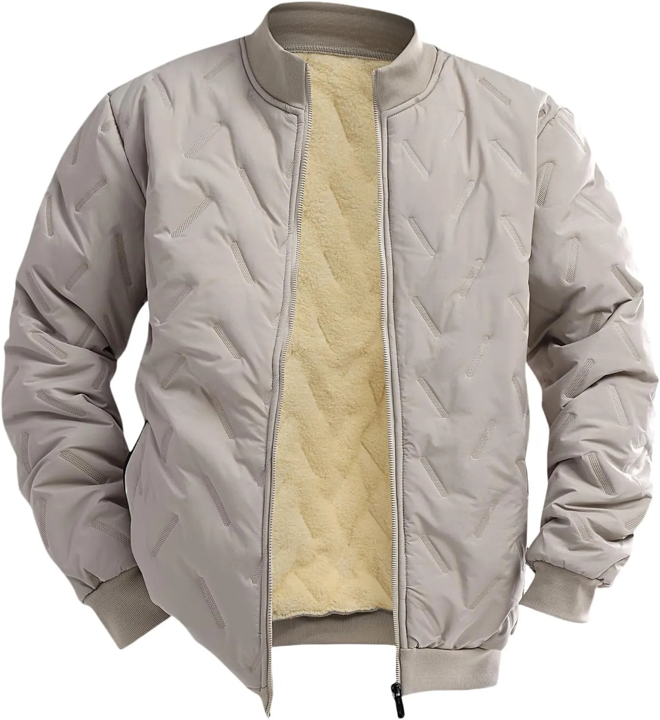evzosrz Mens Bomber Jackets Fuzzy Fleece Thick Warm Slim Fit Winter Diamond Quilted Rib Varsity Lightweight Coats Sportswear