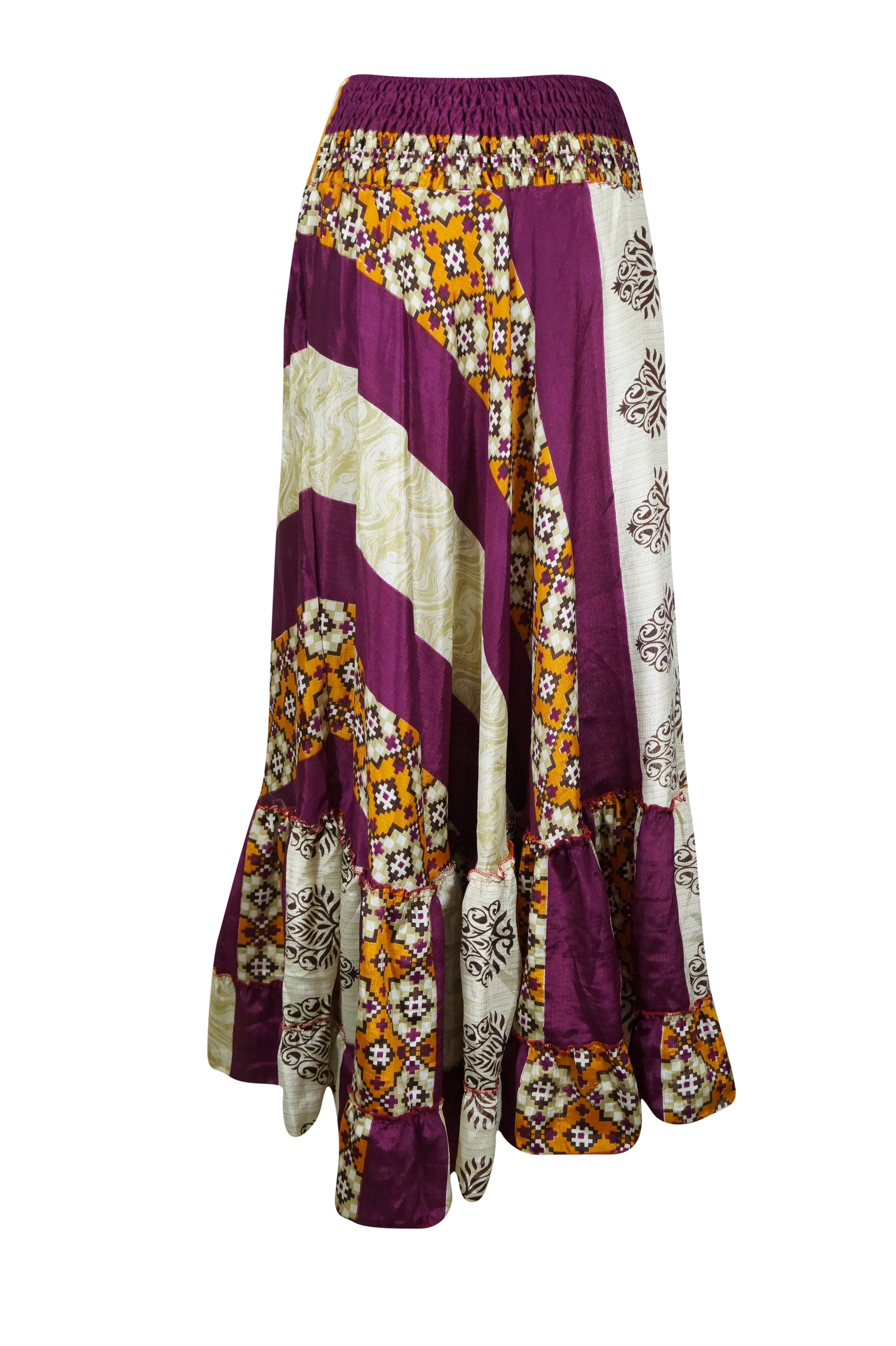 Flowy Skirts for Women Purple Floral Beach Boho Maxi Skirt  M/L