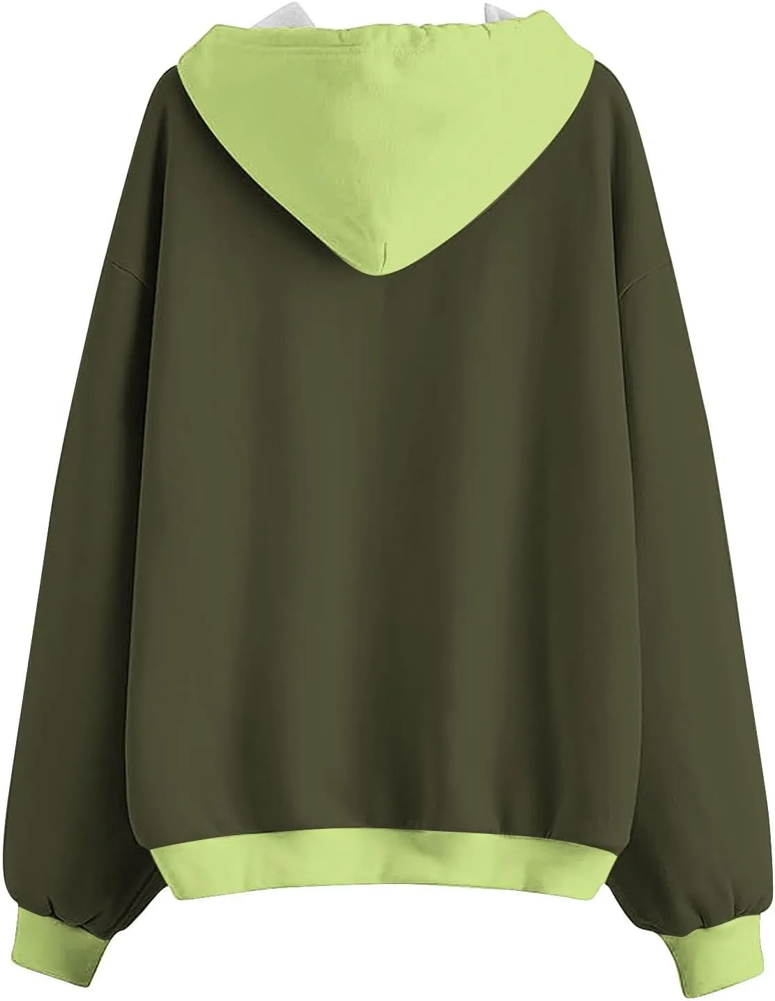 HGps8w Women's Colorblock Casual Drawstring Zip Up Hoodie Sweatshirt Loose Long Sleeve Hooded Jackets Outwear with Pockets