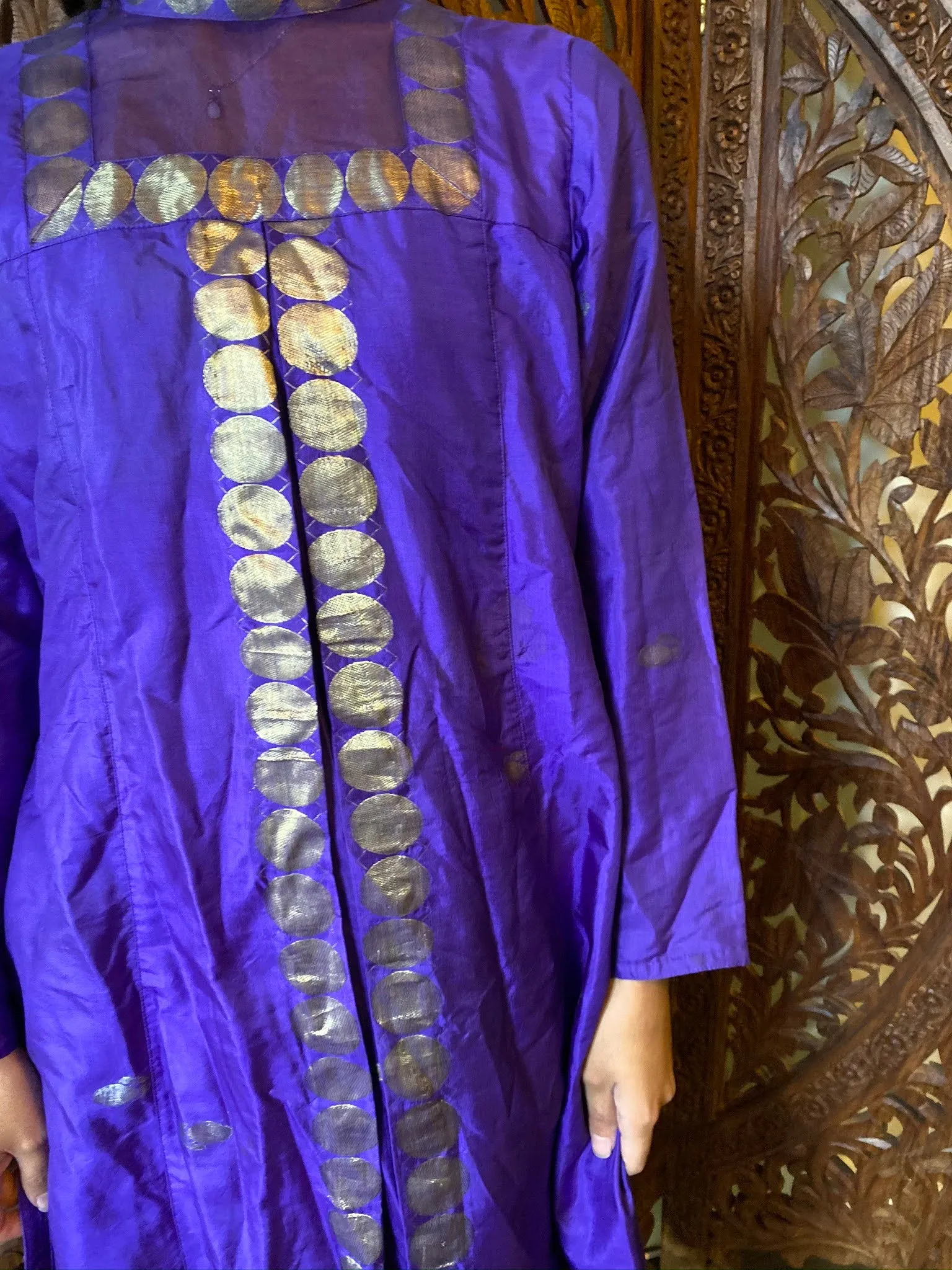 Indi Boho Tunic Long Dress, Vintage Royal Blue ML