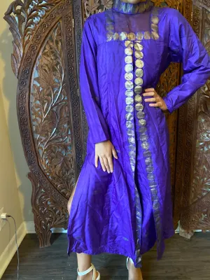 Indi Boho Tunic Long Dress, Vintage Royal Blue ML