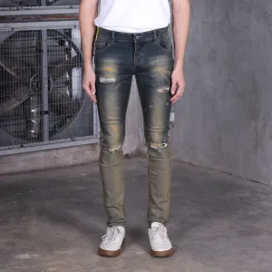 Jack Russel - Men Jeans - Handwerk J-555R Skinny Fit Paint Rusted With Fade Denim
