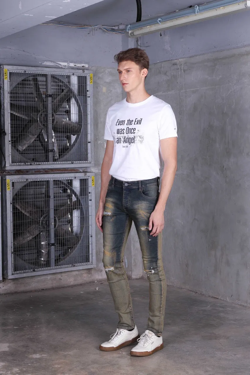 Jack Russel - Men Jeans - Handwerk J-555R Skinny Fit Paint Rusted With Fade Denim