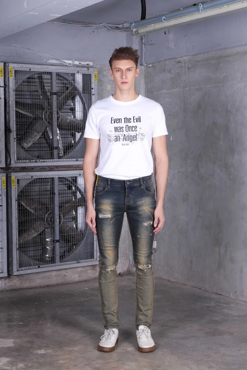 Jack Russel - Men Jeans - Handwerk J-555R Skinny Fit Paint Rusted With Fade Denim