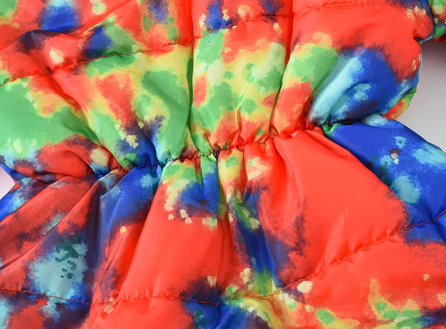 Kids Girls Winter Tie-Dye Print Windproof Warm Woolen Padded Fur Hooded Parkas Coat 2-10 Years
