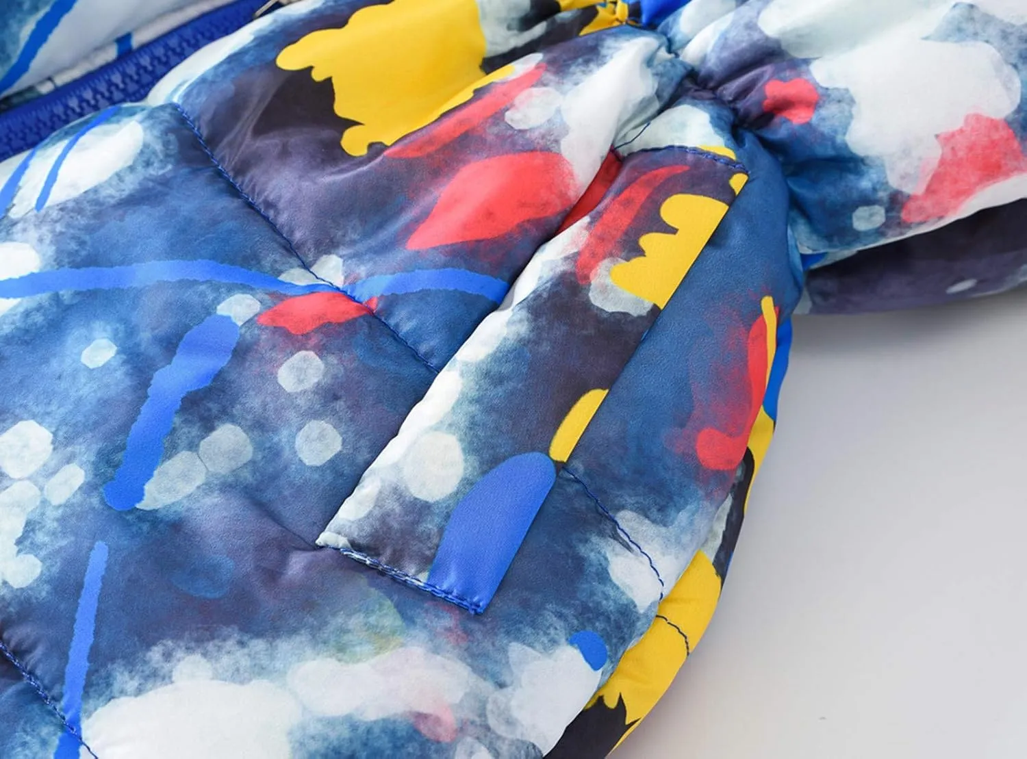 Kids Girls Winter Tie-Dye Print Windproof Warm Woolen Padded Fur Hooded Parkas Coat 2-10 Years