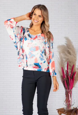 LIGHTWEIGHT CROPPED ABSTRACT DESIGN KNIT PULLOVER