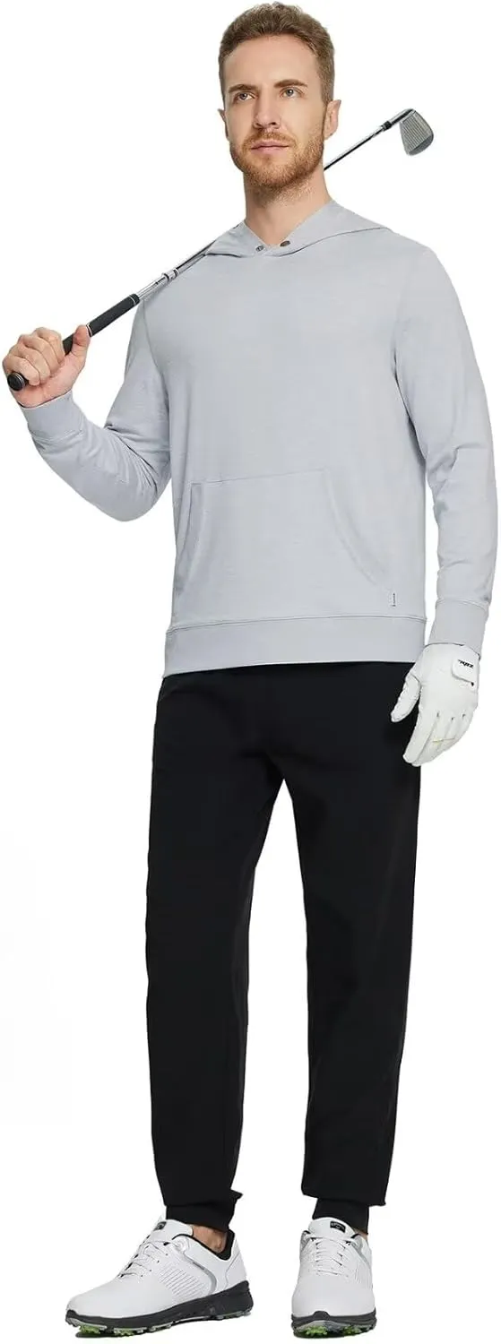 M MAELREG Mens Hoodies Pullover Performance Heather Kangaroo Pocket Thin Hooded Sweatshirt Athletic Golf Hoodies for Men