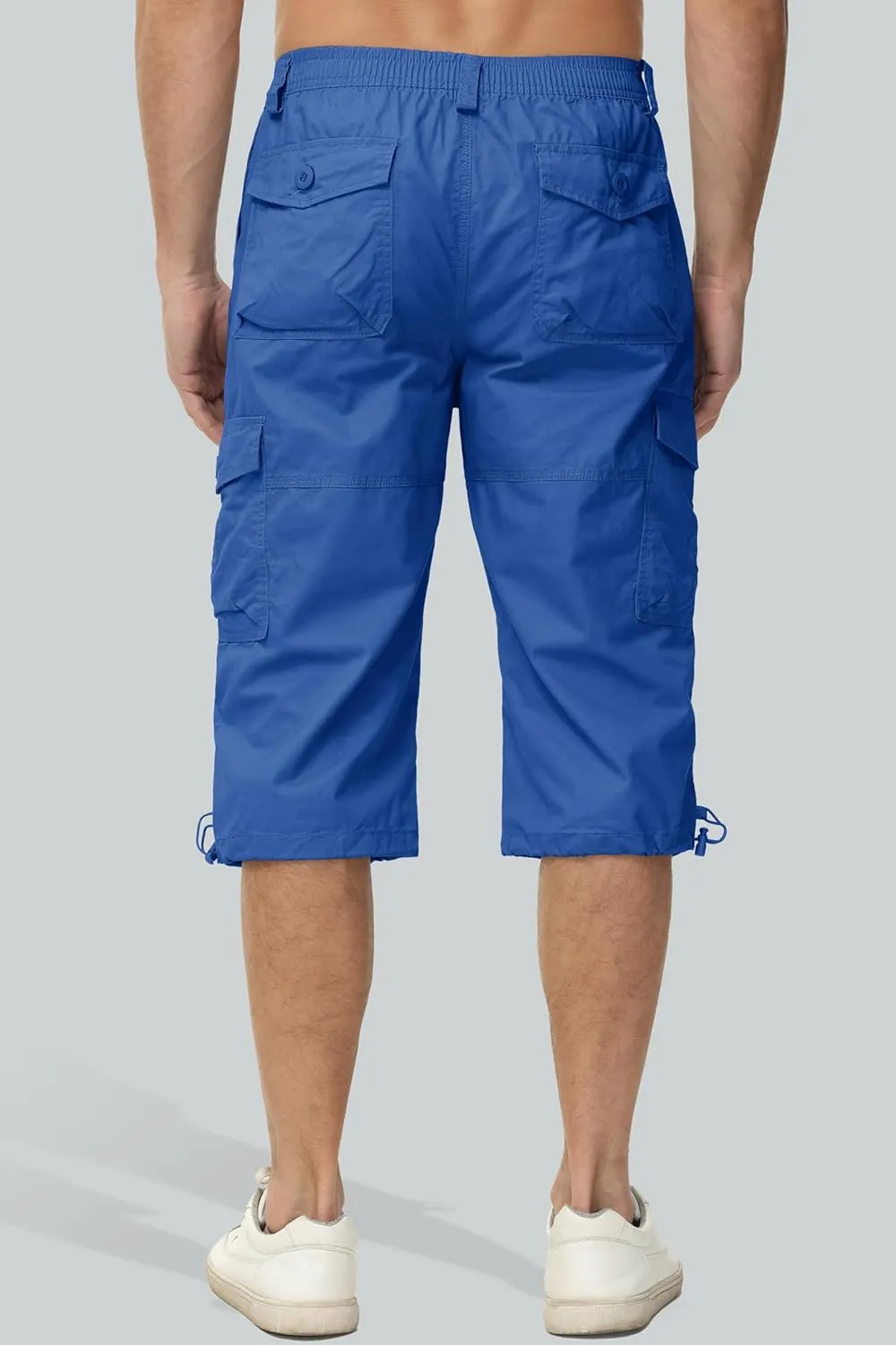 MAGCOMSEN Mens Cargo Shorts Long Capri Elastic Below The Knee 3/4 Cotton Casual Summer Shorts with Pockets