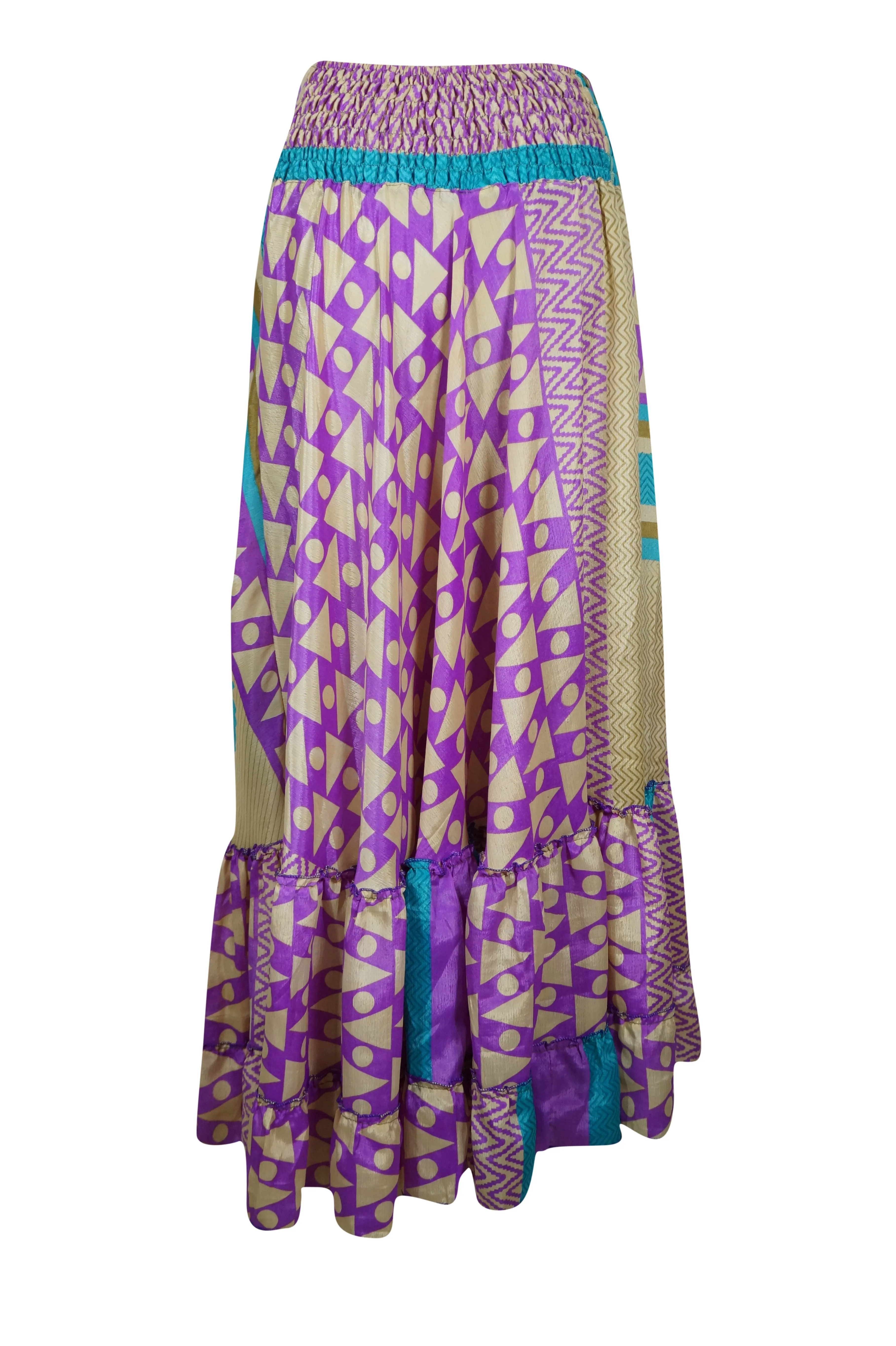 Maxi Skirts for Women Purple Stylish Skirt Tiered Flowy Skirt ML