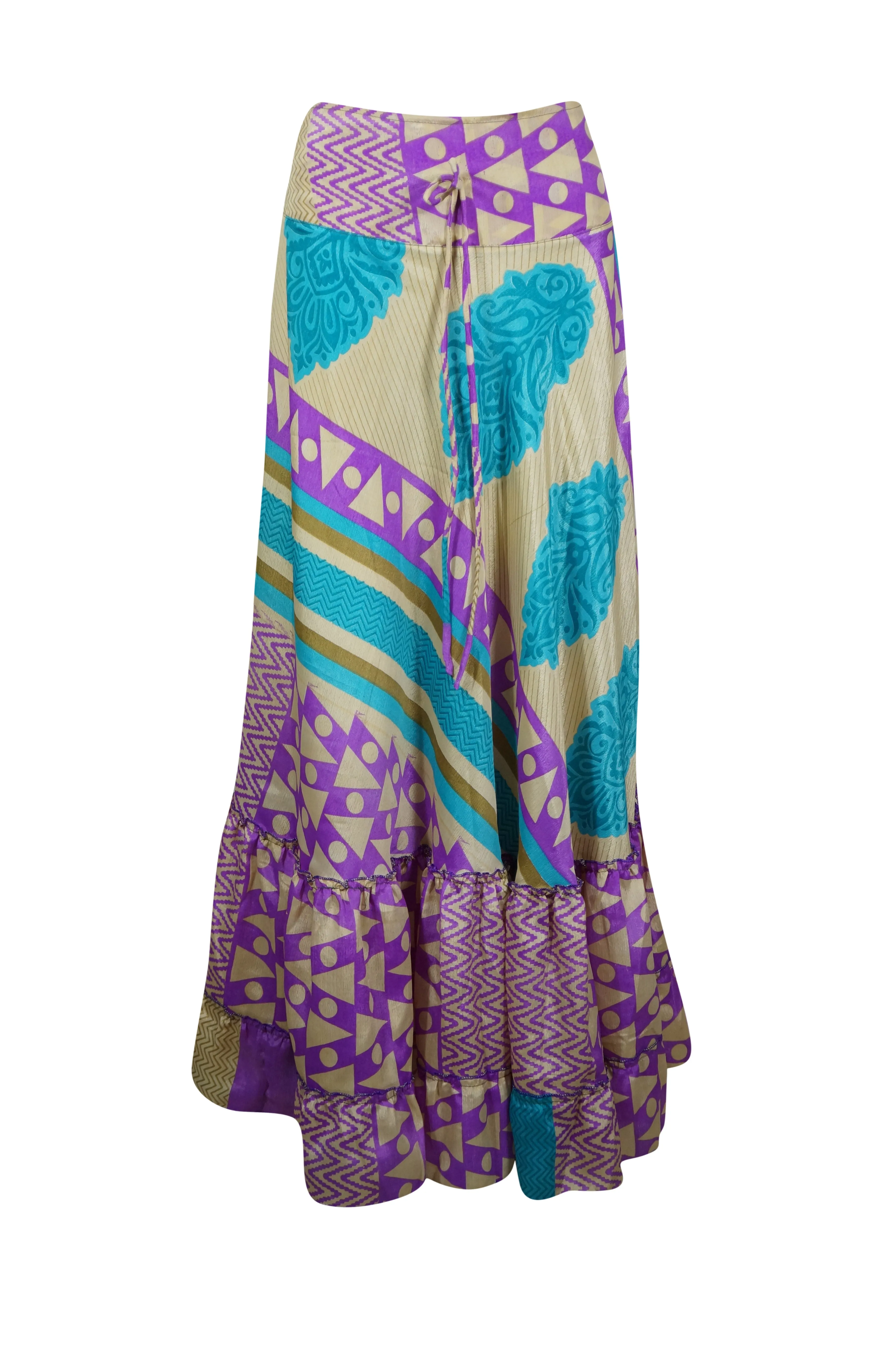 Maxi Skirts for Women Purple Stylish Skirt Tiered Flowy Skirt ML