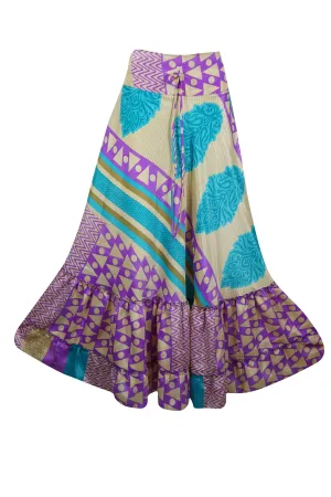 Maxi Skirts for Women Purple Stylish Skirt Tiered Flowy Skirt ML