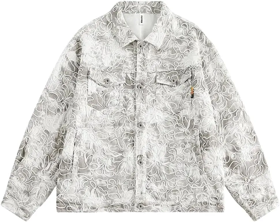 Men Oversized Hip Hop Tie Dye Denim Jackets Vintage Outwear Coats